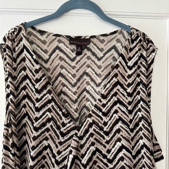Dana Buchman Tan, Brown and Black Chevron Blouse - Picture 2 of 9